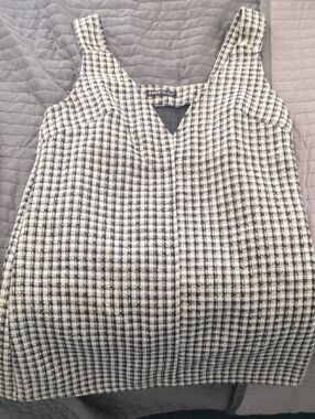Black and White Houndstooth Sleeveless Dress